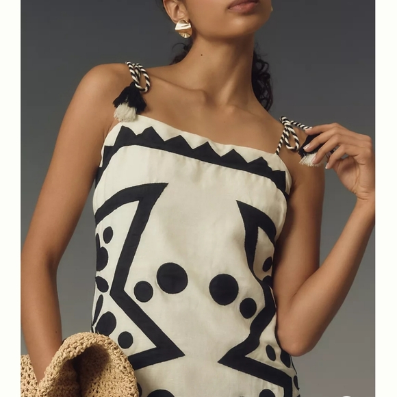 Farm Rio Square Neck Linen Patchwork Maxidress - Picture 5 of 8